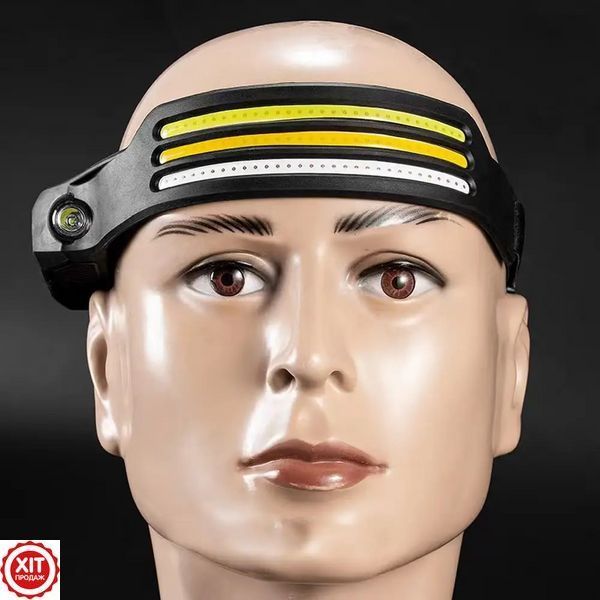 Ліхтар налобний акумуляторний (біле, жовте, червоне світло) USB, CB-689-3 / Гнучкий силіконовий ліхтарик на лоб 0234566271 фото
