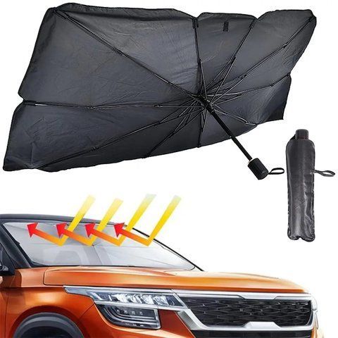 Сонцезахисна парасолька для лобового скла автомобіля (120х70см) / Захисна сонцевідбивна шторка в машину 0234566494 фото