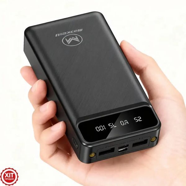Powerbank 30000mAh (2хUSB), з ліхтариком, MAXCELL PJ0086, Чорний / Повербанк / Павербанк / Портативний зарядний пристрій  0234591552 фото