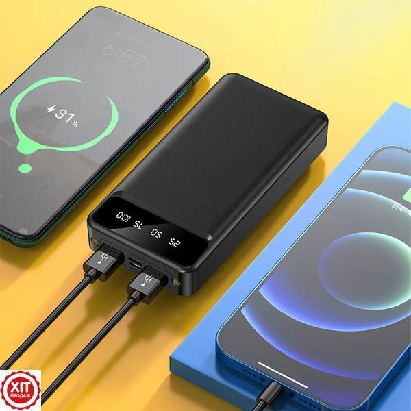 Powerbank 30000mAh (2хUSB), з ліхтариком, MAXCELL PJ0086, Чорний / Повербанк / Павербанк / Портативний зарядний пристрій  0234591552 фото