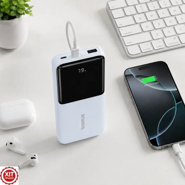 Повербанк 20000mAh, USB, Type-C, 22.5W, з кабелями, Baseus, Блакитний / Павербанк для телефону / Зовнішній акумулятор / PowerBank   0234594850 фото