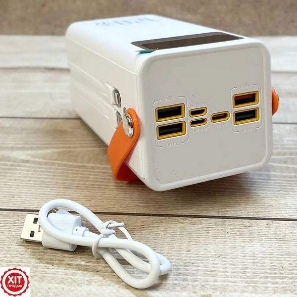 Павербанк з ліхтариком 100000mAh, 120W, QC3,0, LCD, DX205, Білий / Павербанк 100000 мАг швидка зарядка / Павербанк з кабелями  0234594262 фото
