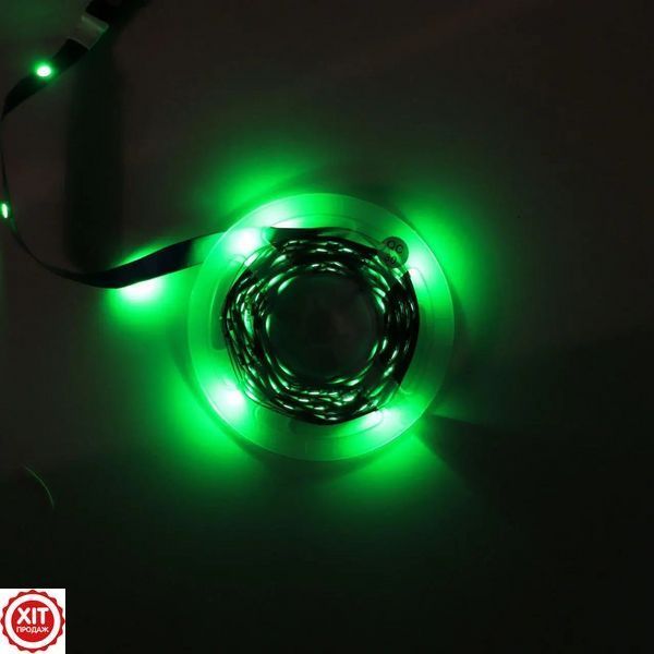 Світлодіодна LED стрічка 5м, від USB, з пультом 5050 / Багатобарвна стрічка для інтер'єру / RGB підсвітка  0234568458 фото