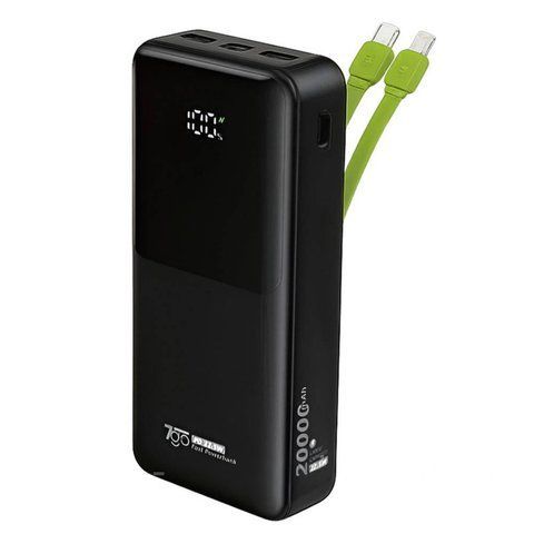 Повербанк на 20000mAh + 2 кабеля, 2хUSB, PD22.5W, 7GO GPW-07 / Павербанк для зарядки телефону / PowerBank  0234585844 фото