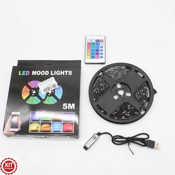 Світлодіодна стрічка 5 м, від USB + пульт TV LED Strip CB-5050 / Кімнатна лед підсвітка / RGB стрічка від повербанку  0234568418 фото
