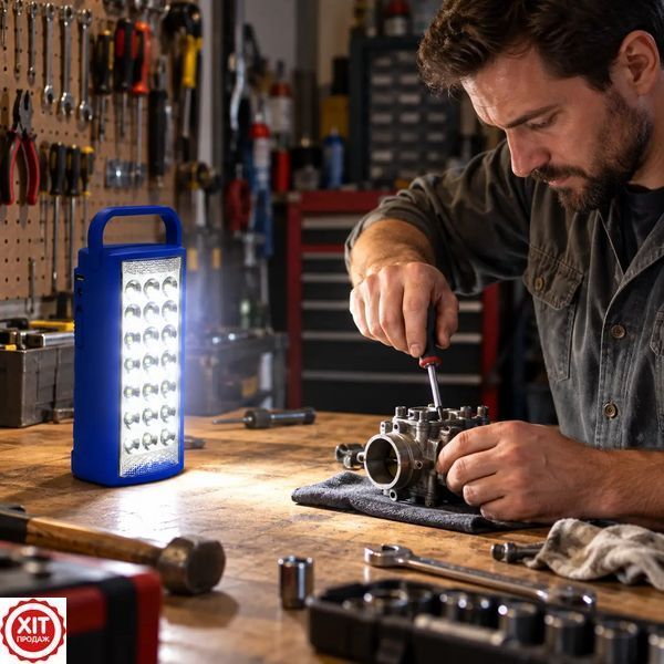 Акумуляторний ліхтар з Power Bank, 24 SMD, 6В, ML-2608, Синій / Кемпінговий ліхтар / Переносний ліхтар світлодіодний / Ліхтарик  023463563401 фото