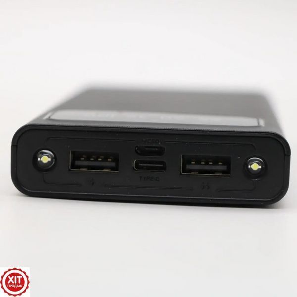 Повербанк з ліхтариком + 4 кабелі, 30000 mAh, 2хUSB, Smart Safe + Подарунок USB ліхтарик / Портативний зарядний пристрій / Power Bank 0234571585 фото