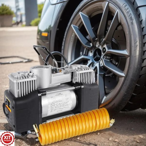 Автомобільний двопоршневий компресор 12V, 85л/хв, Air Compressor 628-4x4 / Повітряний компресор для авто 0234571292 фото