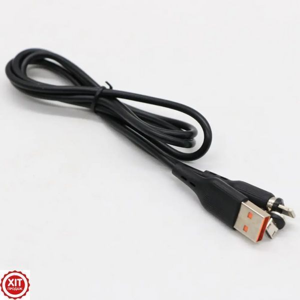 Магнітний кабель для зарядки 3в1 (Type-C, Micro USB, Lighting), D18E, Чорний / Магнітна зарядка для телефону 02345764700 фото