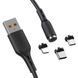 Магнітний кабель для зарядки 3в1 (Type-C, Micro USB, Lighting), D18E, Чорний / Магнітна зарядка для телефону 02345764700 фото 8