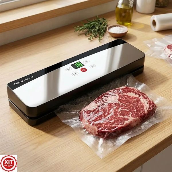 Вакууматор для продуктів, від USB, Чорний / Вакуумний пакувальник для сухих та вологих продуктів / Домашній вакууматор для м'яса  0234592554 фото