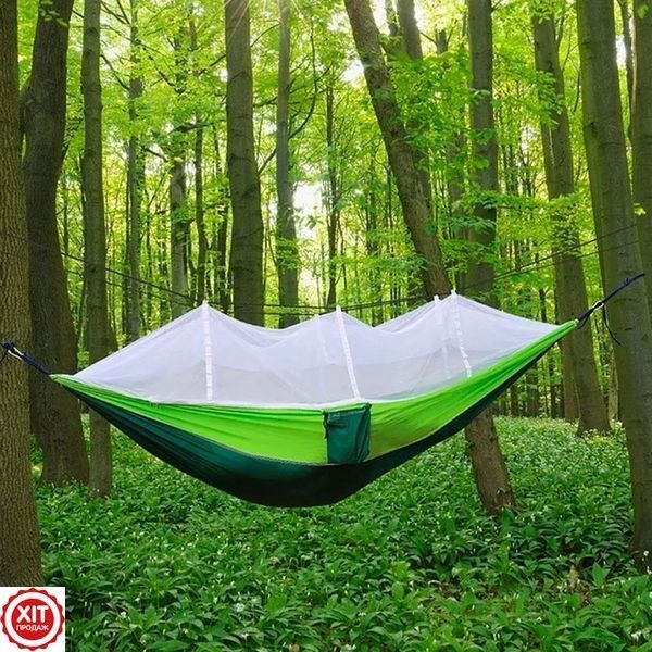 Туристичний гамак з москітною сіткою 2,45х1,3 м, HAMMOCK NET / Підвісний гамак з кишенею 0234561029 фото