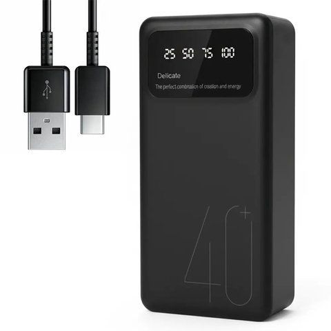 Повербанк 40000 мАч з дисплеєм та ліхтариком, 2хUSB, P40 / Power bank / Павербанк для телефону / Портативний зовнішній акумулятор  0234581620 фото