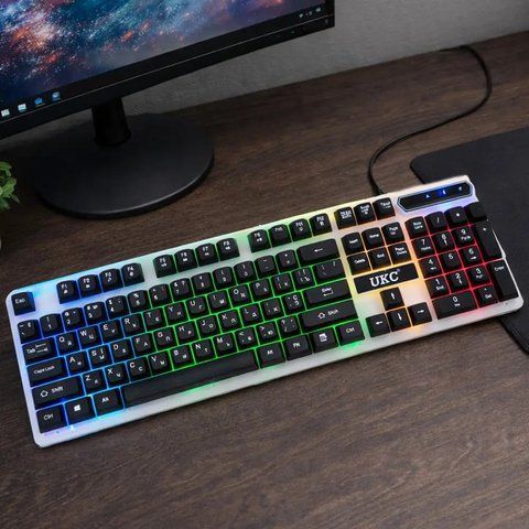 Клавіатура провідна з підсвічуванням RGB, DX 750 / Ігрова клавіатура / Дротова клавіатура / Мультимедійна клавіатура  0234584059 фото