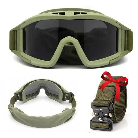 Тактичні окуляри зі змінними лінзами + Подарунок Ремінь Tactical Belt 145 см / Панорамні окуляри для ЗСУ  0234574063 фото
