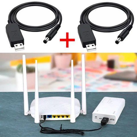 Комплект 2шт USB DC кабель живлення 5-12V та кабель USB-DC 9V для роутера та абонентського терміналу / Шнур для Wifi роутера 0234563898 фото