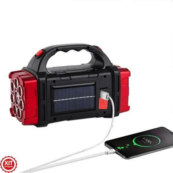 Переносний ліхтар-прожектор з PowerBank і сонячною панеллю HB-1678, Червоний / Світлодіодний ліхтар 0234568146 фото
