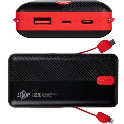 Зовнішній акумулятор на 20000 mAh +2 кабелі, 22.5W, Type-C, Lightning, PQ24 / Павербанк для телефону / Powerbank  0345602762 фото