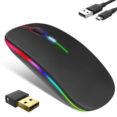Бездротова миша з Bluetooth + RGB підсвічування / Акумуляторна мишка для комп'ютера / Безшумна миша 0234568432 фото