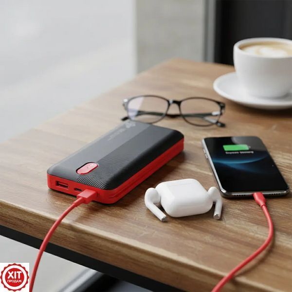 Зовнішній акумулятор на 20000 mAh +2 кабелі, 22.5W, Type-C, Lightning, PQ24 / Павербанк для телефону / Powerbank  0345602762 фото
