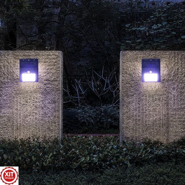 Комплект 2шт Вуличний фасадний світильник на сонячній батареї / Садовий LED світильник на сонячній панелі 0123457499 фото