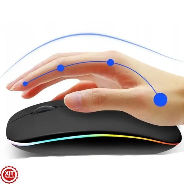 Бездротова миша з Bluetooth + RGB підсвічування / Акумуляторна мишка для комп'ютера / Безшумна миша 0234568432 фото