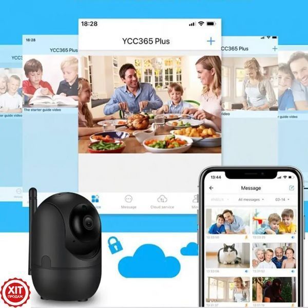 WiFi камера відеоспостереження з нічним баченням, YCC365Plus, Чорний / Вайфай камера спостереження / Відеоняня  0234577514 фото