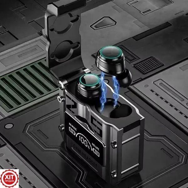 Бездротові навушники Bluetooth з кейсом та вбудованим Power Bank, M25 / Вакуумні навушники з дисплеєм 02345759550 фото
