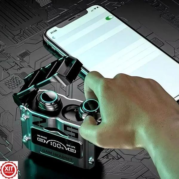 Бездротові навушники Bluetooth з кейсом та вбудованим Power Bank, M25 / Вакуумні навушники з дисплеєм 02345759550 фото