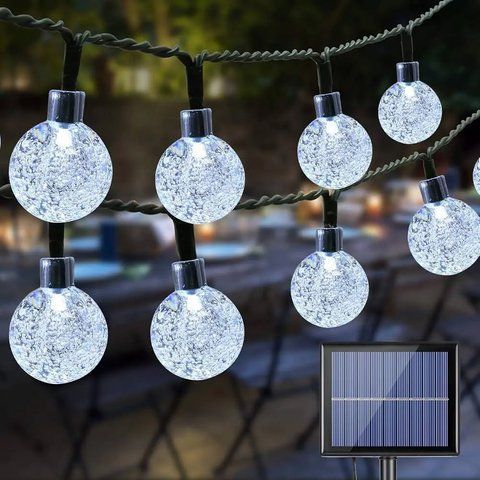 Гірлянда Лампочки від сонячної панелі, 20м, 100LED, Холодний білий / Світлодіодна гірлянда вулична / Новорічна гірлянда  0234576481 фото