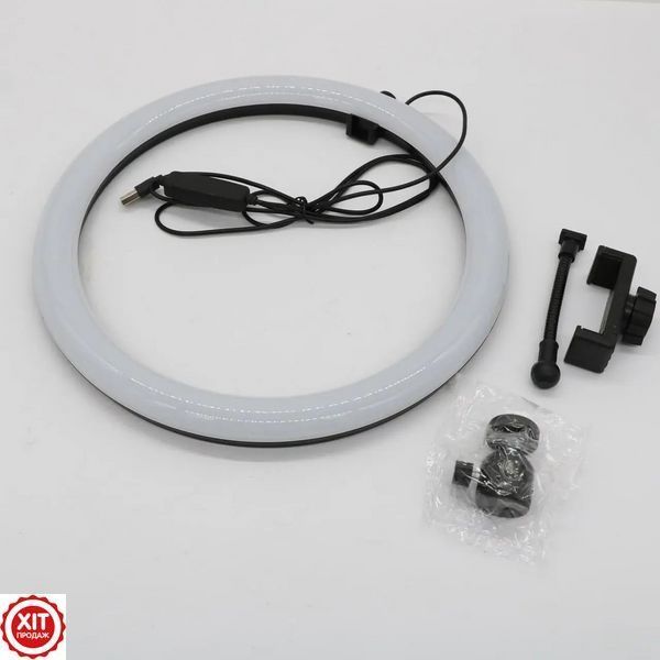 Кільцева RGB лампа 30 см, від USB, MJ 300 Soft Ring Ligh + тримач для телефону / Кольорова LED лампа кільце  0234561666 фото