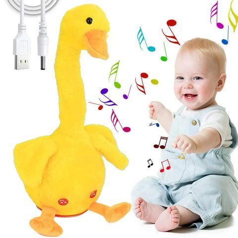 Інтерактивна Танцююча Качка, співає та світиться, 33 см, від USB, Dansing duck / Музична Іграшка-Повторюшка 0234561718 фото