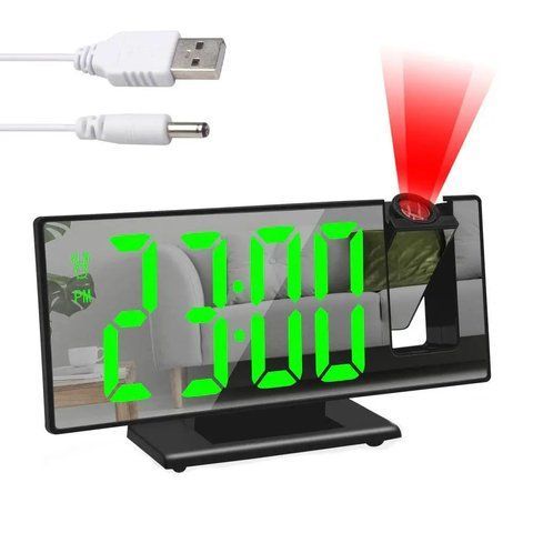 Дзеркальний LED годинник з проекцією часу, DS-3618LP, Чорний / Настільний електронний годинник з будильником  0234572238 фото