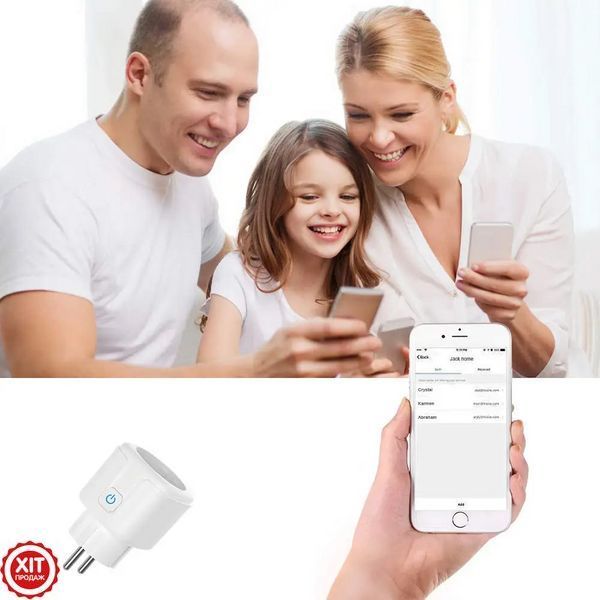 Розумна WiFi розетка 20А з лічильником електроенергії, Tuya Smart 4400Вт, Біла / Вай фай розетка з керуванням телефоном  0234567416 фото
