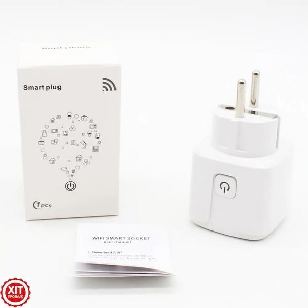 Розумна WiFi розетка 20А з лічильником електроенергії, Tuya Smart 4400Вт, Біла / Вай фай розетка з керуванням телефоном  0234567416 фото