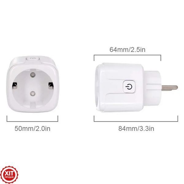 Розумна WiFi розетка 20А з лічильником електроенергії, Tuya Smart 4400Вт, Біла / Вай фай розетка з керуванням телефоном  0234567416 фото