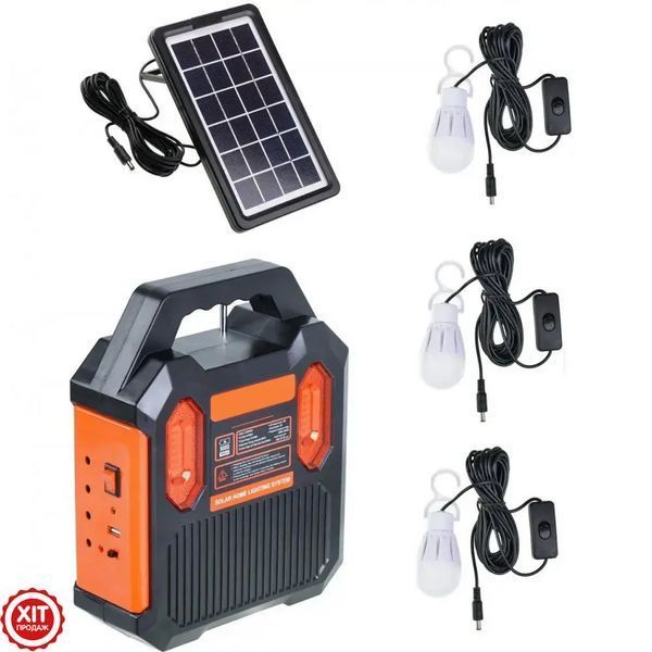 Ліхтар із сонячною панеллю, PowerBank, Bluetooth колонка + 3 лампочки, RT-903BT/Зарядна станція/ Портативна сонячна станція  0234582321 фото