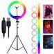 Кільцева лампа RGB, 30 см, від USB, MJ 300 + Подарунок Штатив для лампи 0,66-2 м / Світлодіодна LED лампа  0234561666 фото 1