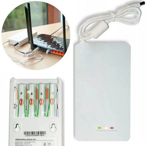 Джерело безперебійного живлення + 4 акумулятори AA- 2000 mah , 12В, mini UPS BBU15-DT / Міні упс для роутера  0234563963 фото