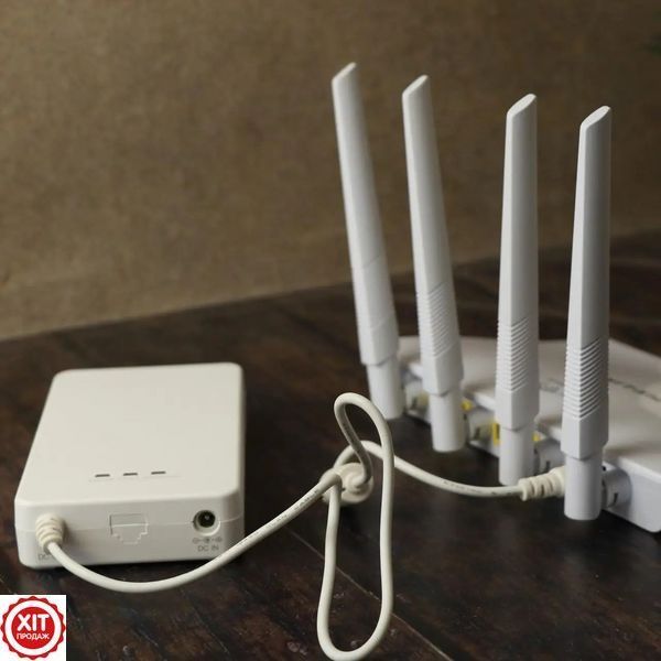 Джерело безперебійного живлення + 4 акумулятори AA- 2000 mah , 12В, mini UPS BBU15-DT / Міні упс для роутера  0234563963 фото