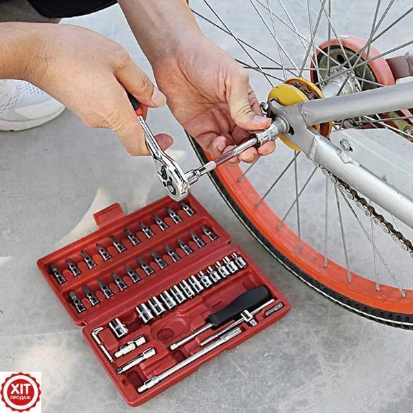 Набір інструментів 46 предметів в кейсі PIECE TOOL SET / Автомобільний набір головок з тріскачкою  0234565632 фото